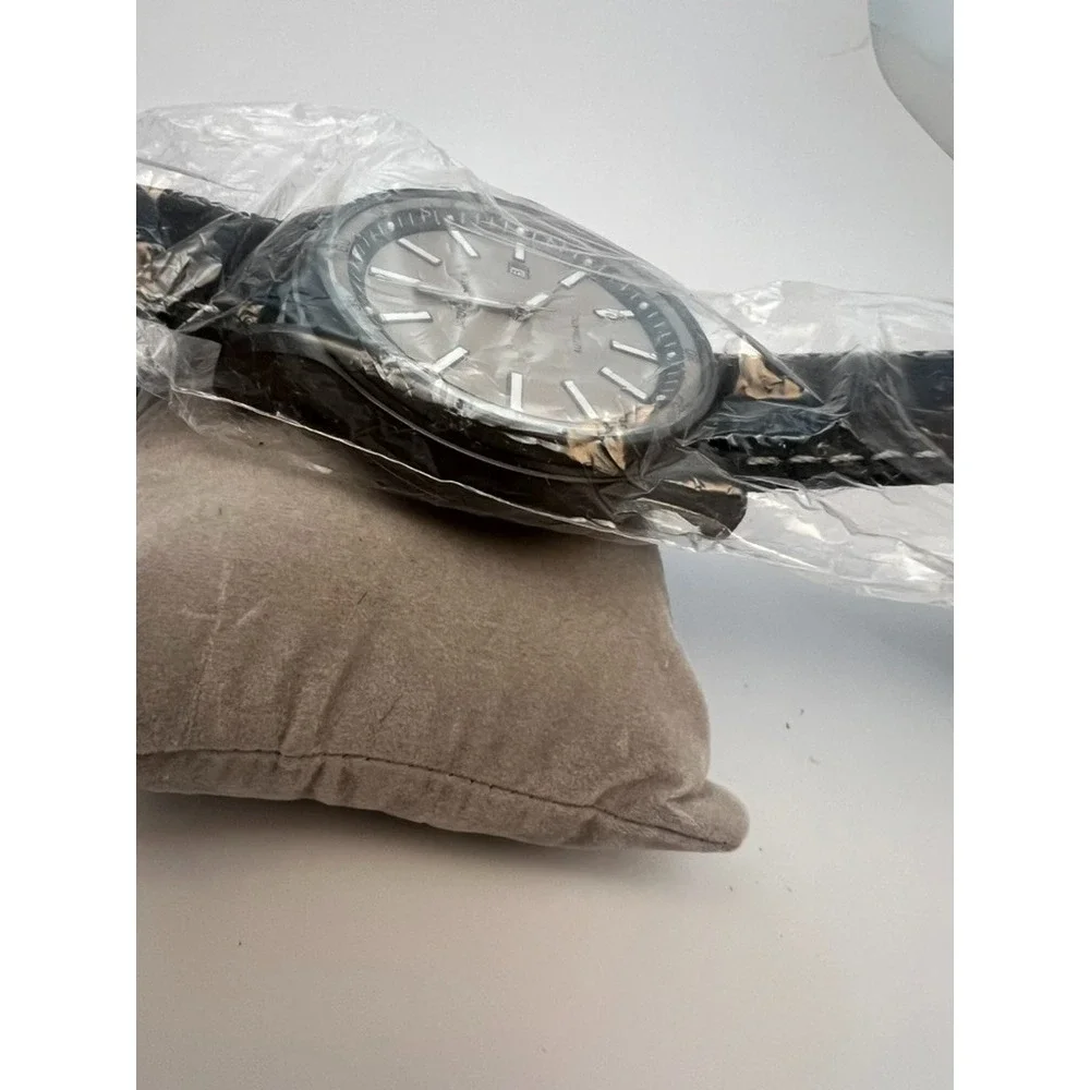 #W042 Jacques Lemans Porto Automatic 1-1723 Mens 48mm Gray Dial Black IP